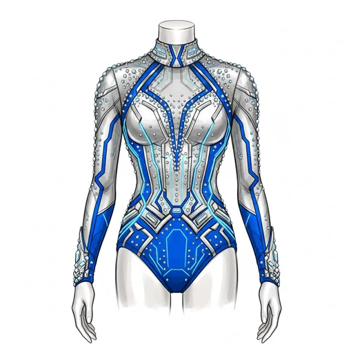 Robotik janrda Sİ ilə yaradılmış gimnastika geyimi eskizi